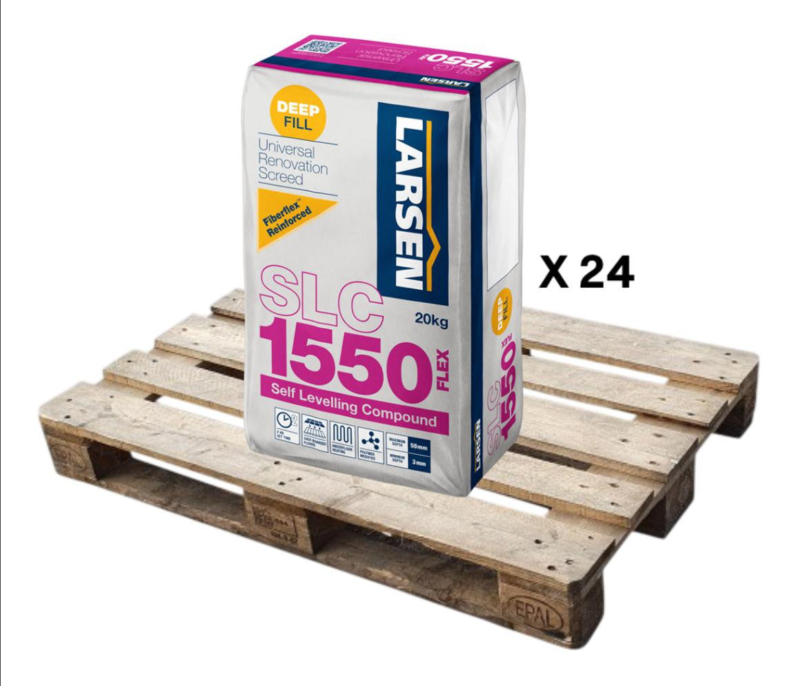 Larsen SLC1550 Rapid Set Pro Single Part Flexible Fibre Self Levelling Compound 20kg (24 Bag Pallet) - Larsen self-levelling compound