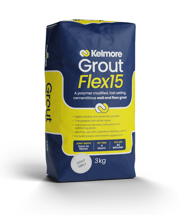 Kelmore Flex15 Light Grey Grout 3kg - High-quality tile grouting solution