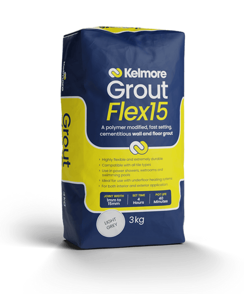 Kelmore Flex15 Light Grey Grout 3kg - High-quality tile grouting solution