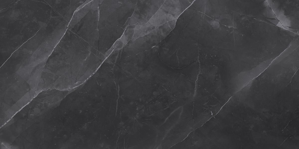RAK Amani Dark Grey Polished Marble-Effect Porcelain Tile