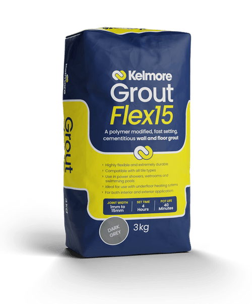 Kelmore Flex15 Dark Grey Grout 3kg - High-quality tile grouting solution
