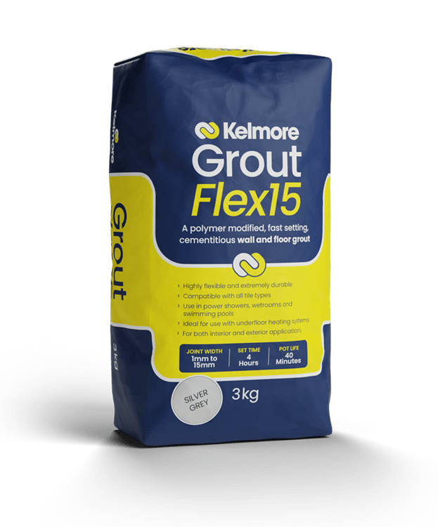 Kelmore Flex15 Silver Grey Grout 3kg - High-quality tile grouting solution