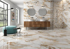 Fresco Beige Polished Marble-Effect Porcelain Tile