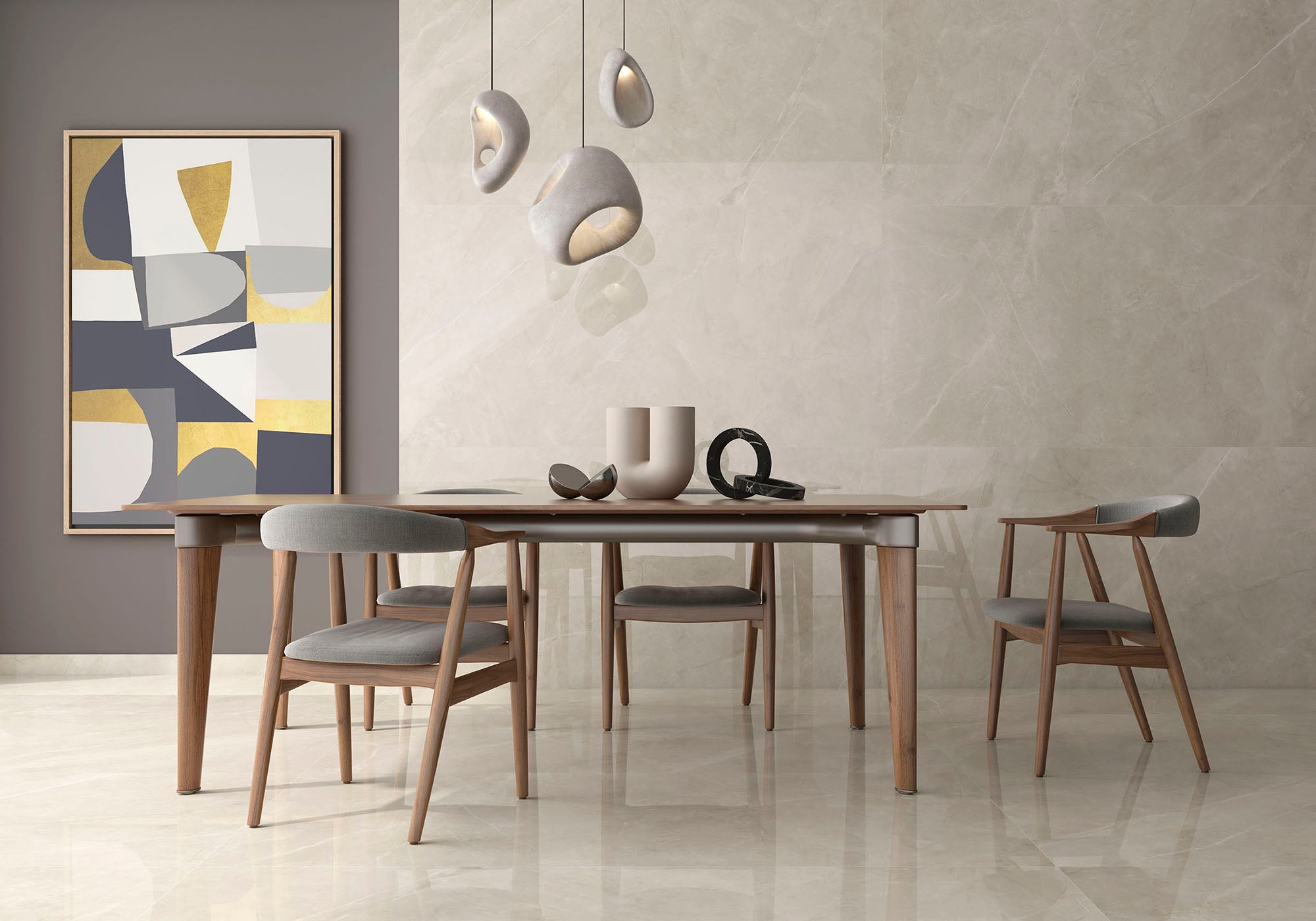 Amalfi Ivory Polished Marble-Effect Porcelain Tile
