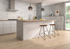 Delta White Polished Marble-Effect Porcelain Tile