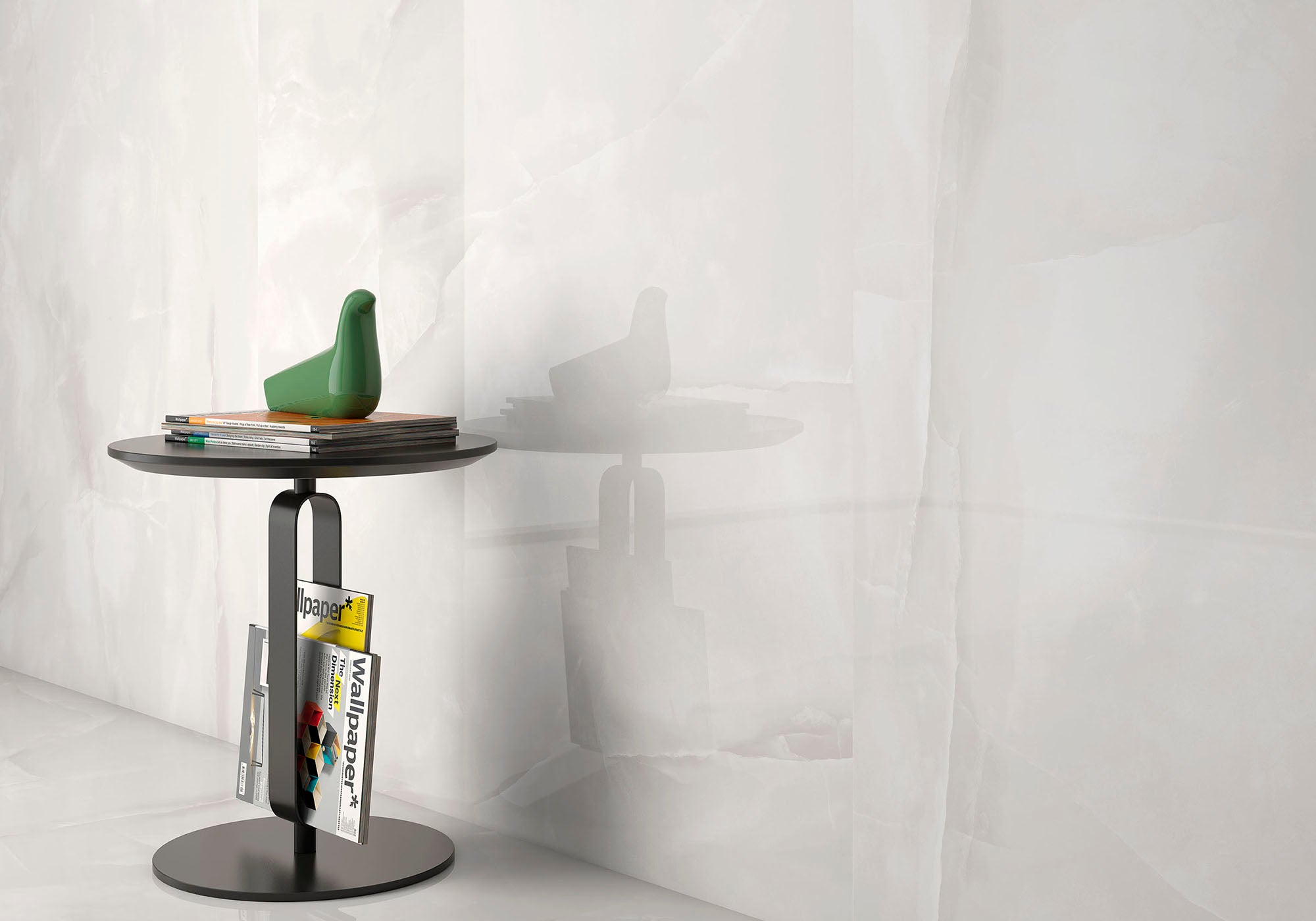 Zen White Polished Onyx-Effect Porcelain Tile