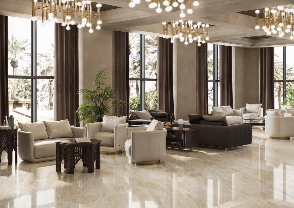 RAK Breccia Daino Beige Honed Marble-Effect Porcelain Slab 120x260cm — Clearance Pallet Deal