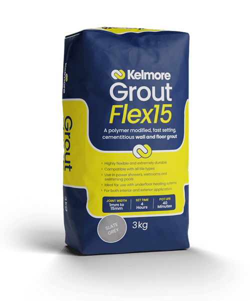 Kelmore Flex15 Slate Grey Grout 3kg - High-quality tile grouting solution