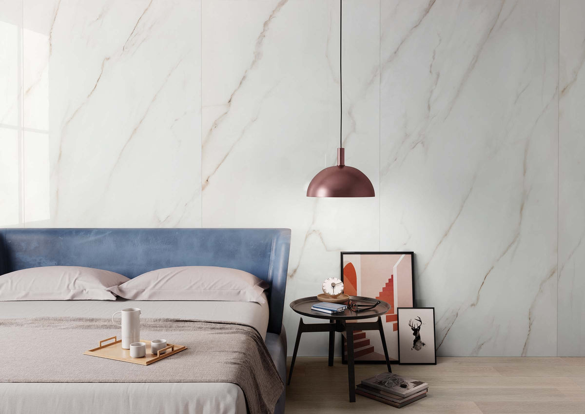 RAK Calacatta Africa White Matt Marble-Effect Porcelain Slab 120x240cm — Clearance Pallet Deal