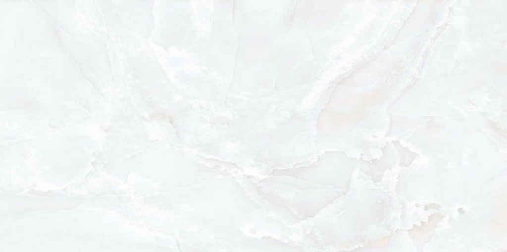Misty White Onyx Gloss Porcelain Tile 60x120cm white onyx marble effect tile with subtle beige veining luxury floor tile - tile face