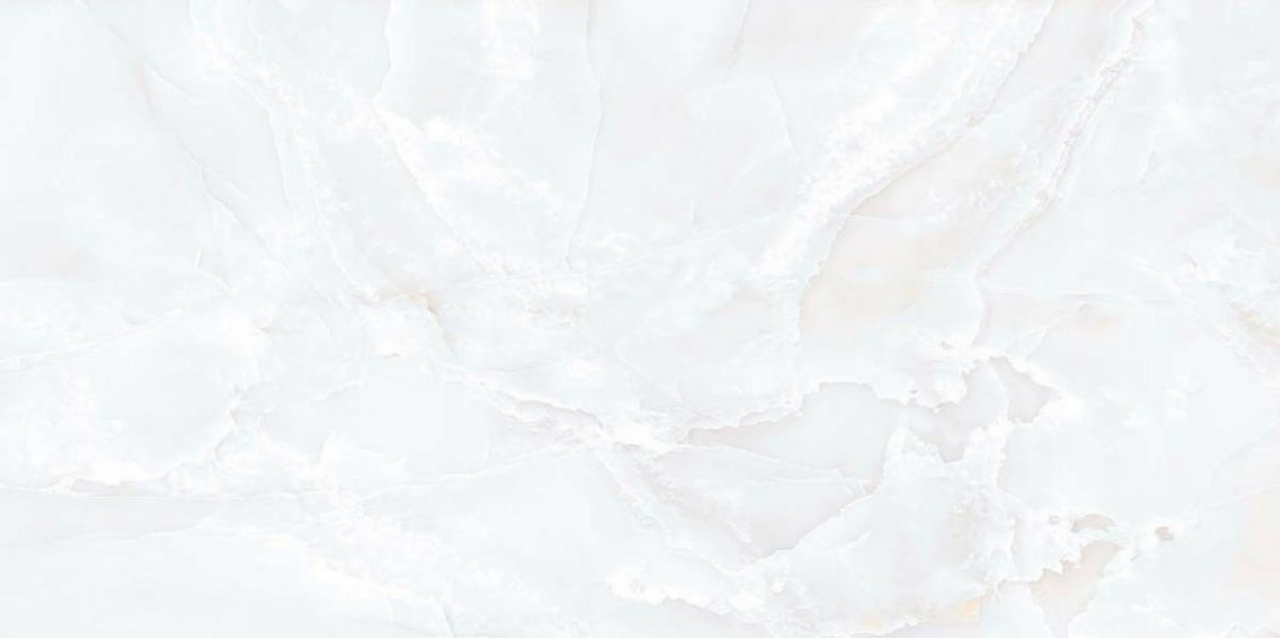Misty White Onyx Gloss Porcelain Tile 60x120cm white onyx marble effect tile with subtle beige veining luxury floor tile - tile face