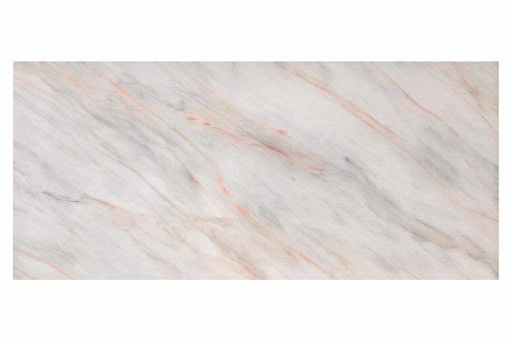 Prism Veins marble effect glossy porcelain tile 60x120cm with white background and soft warm colourful veining.