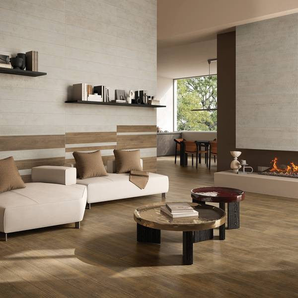 Creative concrete P tile installed in room setting - interior design