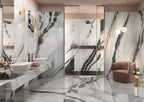 RAK Panda Marble White Honed Marble-Effect Porcelain Slab 120x260cm — Clearance Pallet Deal