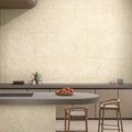 Sparkle Ivory matt stone effect porcelain tile 60x120cm with soft ivory tones in a modern kitchen interior.