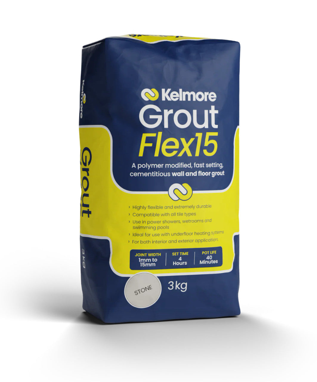 Kelmore Flex15 Stone Grout 3kg - High-quality tile grouting solution