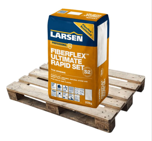 Larsen FIBERFLEX Ultimate Rapid Set S2 Tile Adhesive Grey 20kg Half Pallet (24 Bags Tail Lift)