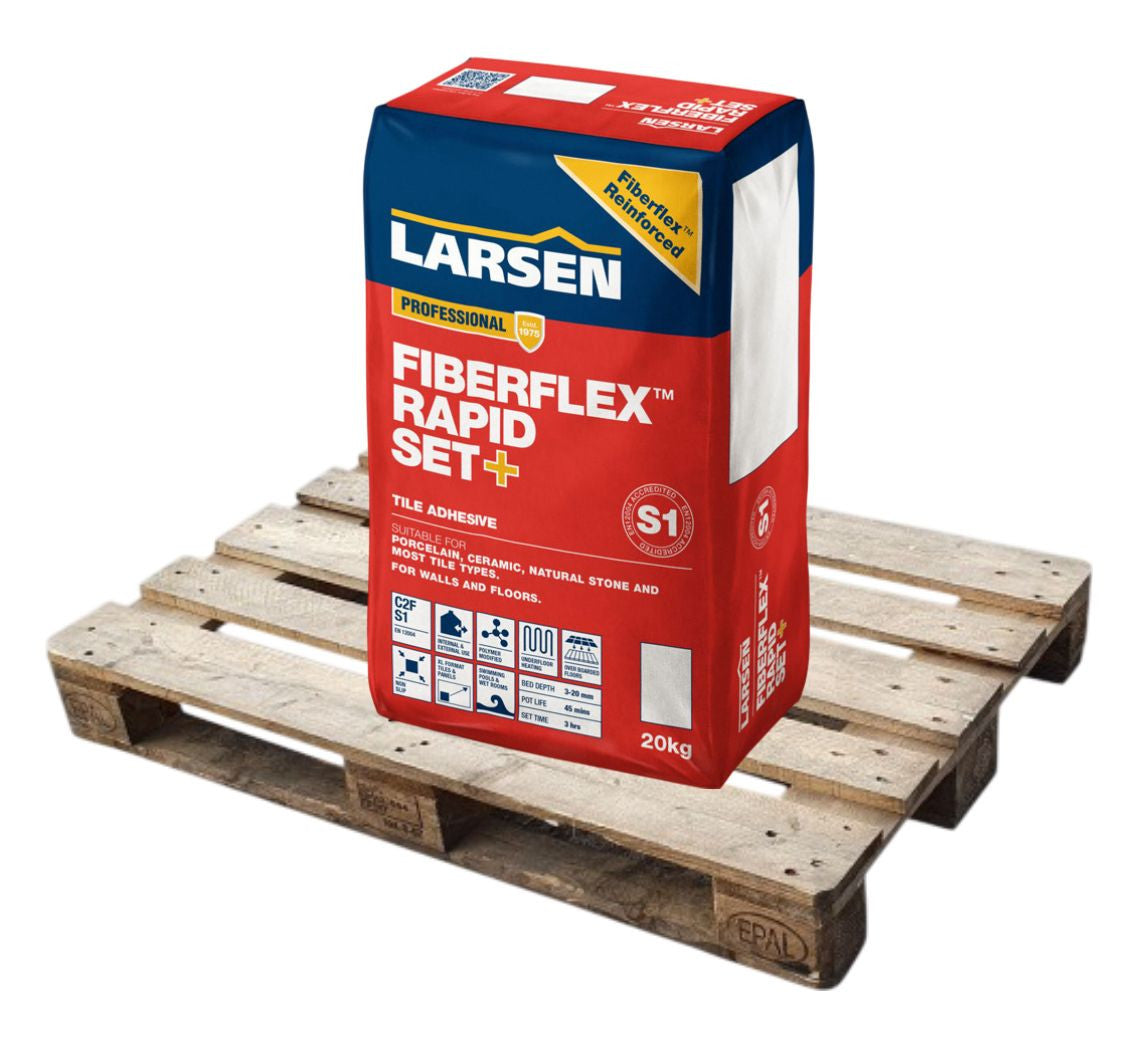 Larsen Professional Fibreflex Rapid Set+ C2 S1 Tile Adhesive White 20kg Full Pallet (48 Bags Tail Lift)