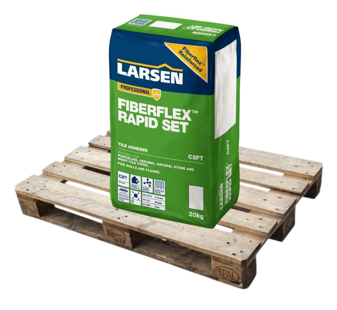 Larsen Pro Rapid Set Flexible C2 Grey Tile Adhesive 20kg Half Pallet (24 Bags Tail Lift)