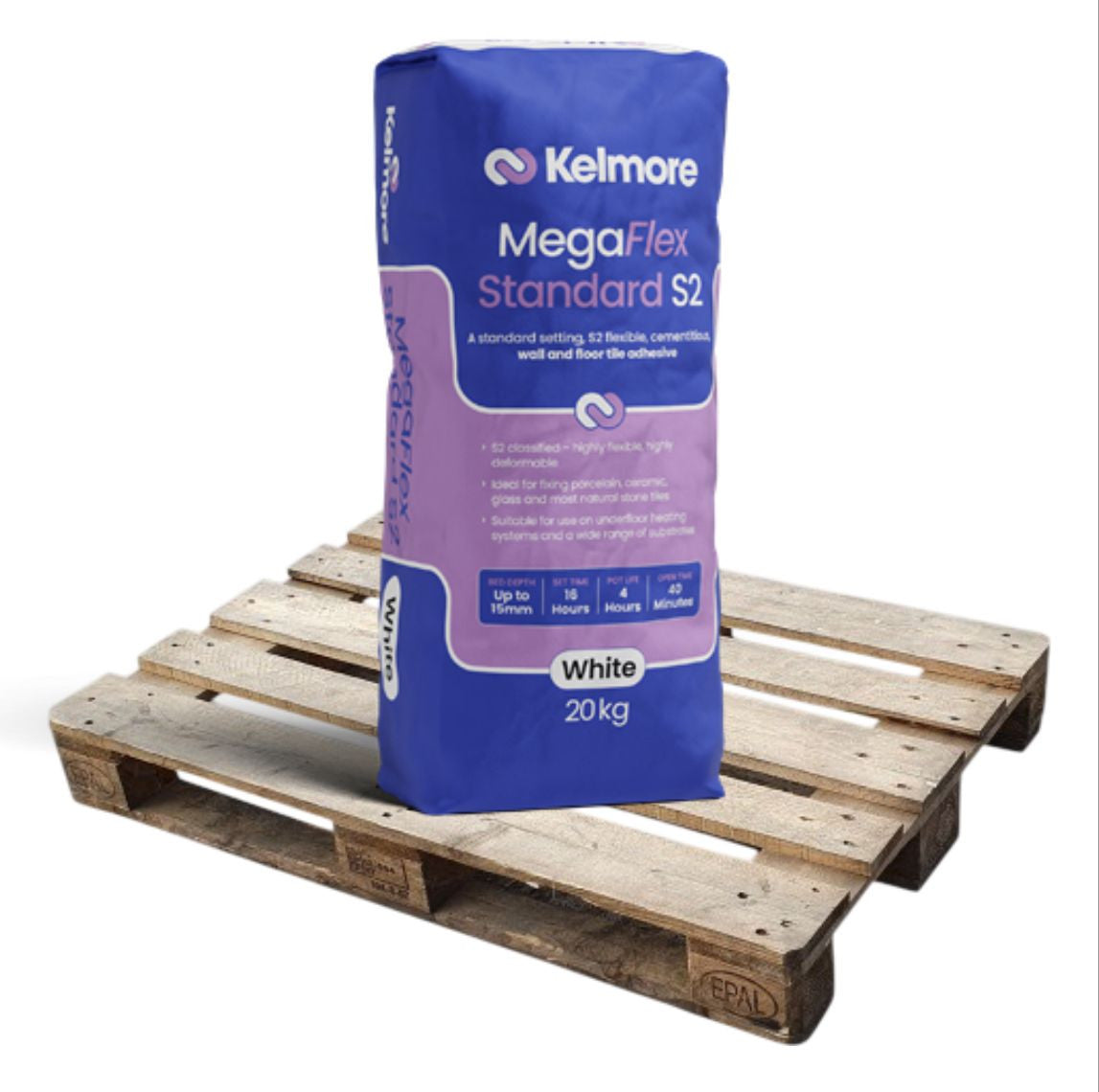 Kelmore MegaFlex Standard S2 White Wall & Floor Tile Adhesive Pallet 48x20kg