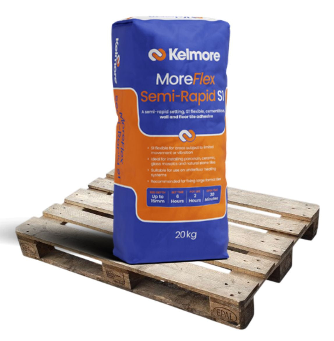 Kelmore MoreFlex Semi-Rapid S1 Grey Wall & Floor Tile Adhesive 20kg
