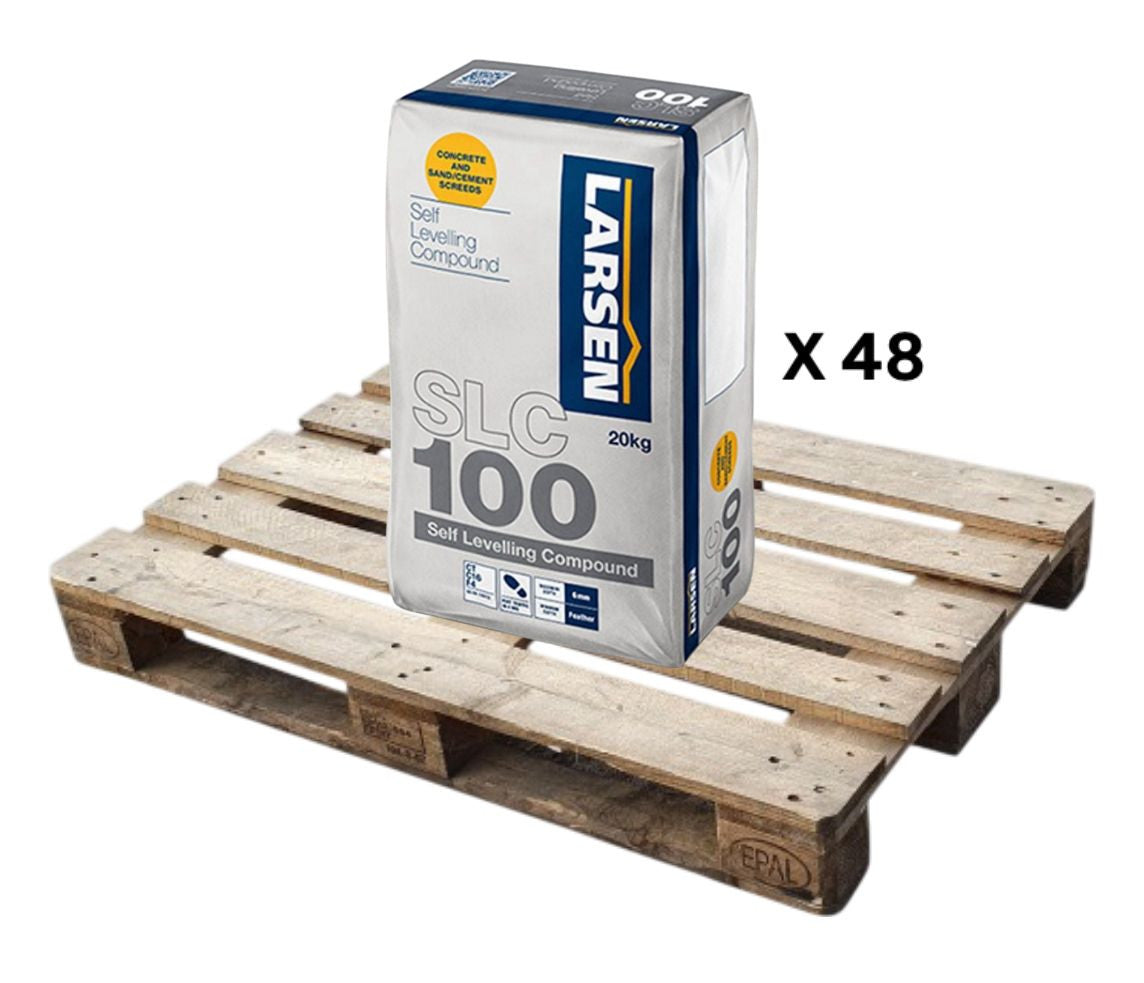 Larsen SLC100 – Concrete & Sand/Cement Screeds 20kg - Larsen self-levelling compound (Half pallet - 48 bags)