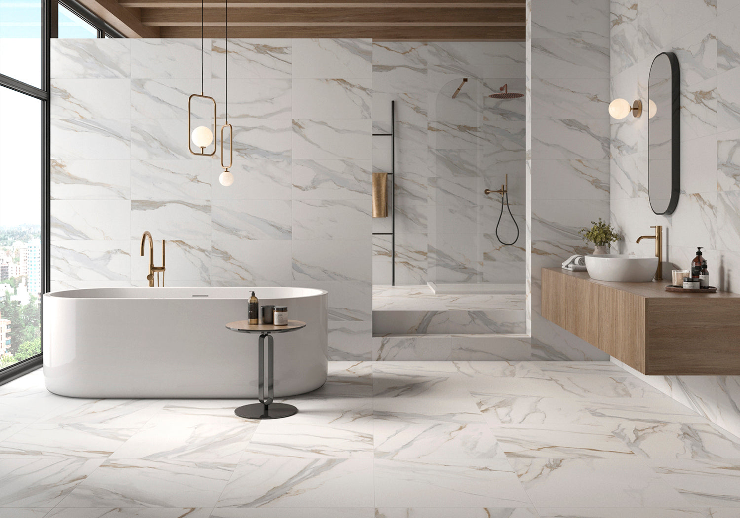 Adalia Gold Matt Marble-Effect Porcelain Tile