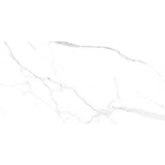 Alpine White marble effect matt porcelain tile 60x120cm with subtle grey veining - tile face