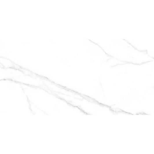 Alpine White marble effect matt porcelain tile 60x120cm with subtle grey veining - tile face