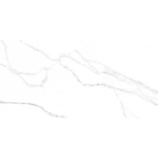 Alpine White marble effect matt porcelain tile 60x120cm with subtle grey veining - tile face