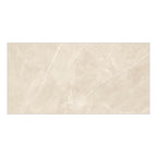 Amalfi Ivory Polished Marble-Effect Porcelain Tile — tile face