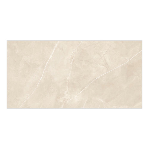 Amalfi Ivory Polished Marble-Effect Porcelain Tile — tile face
