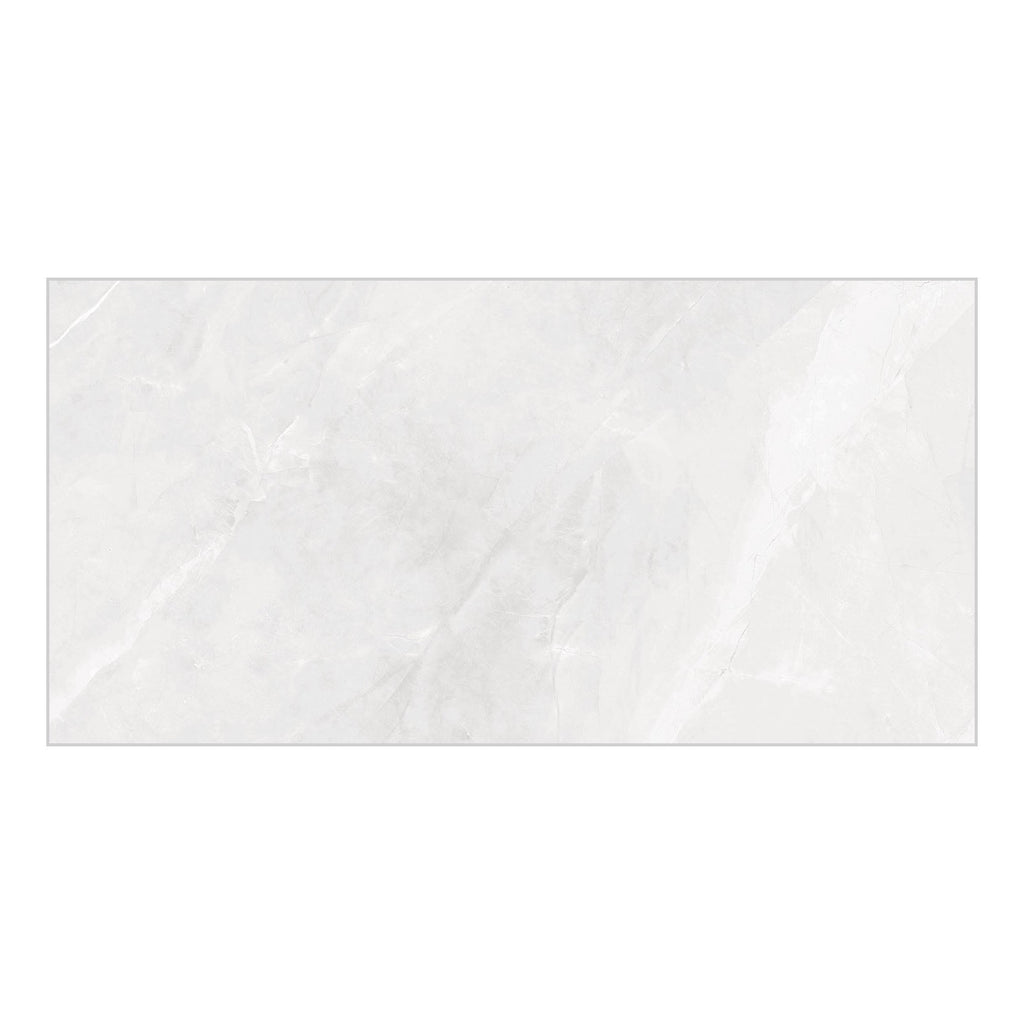 Amalfi White Polished Marble-Effect Porcelain Tile — tile face