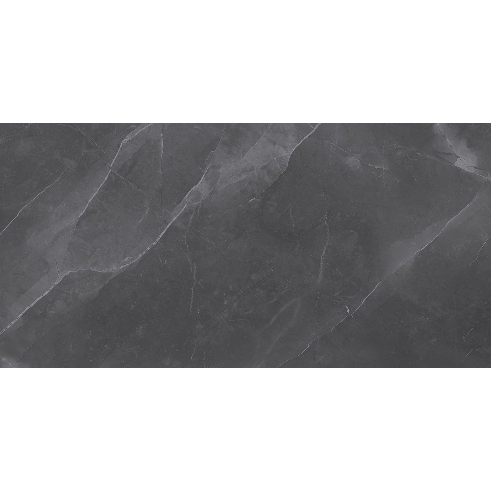 Amani Dark Grey Polished Marble-Effect Porcelain Tile — tile detail