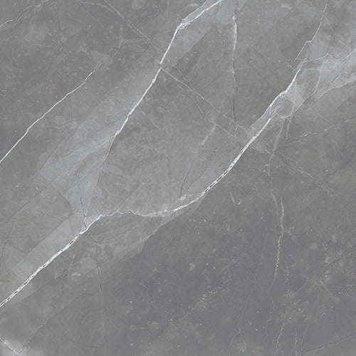 Amani Light Grey Polished Marble-Effect Porcelain Tile — tile detail