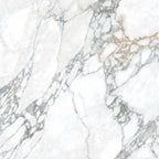 Arabesque White Polished Marble-Effect Porcelain Tile