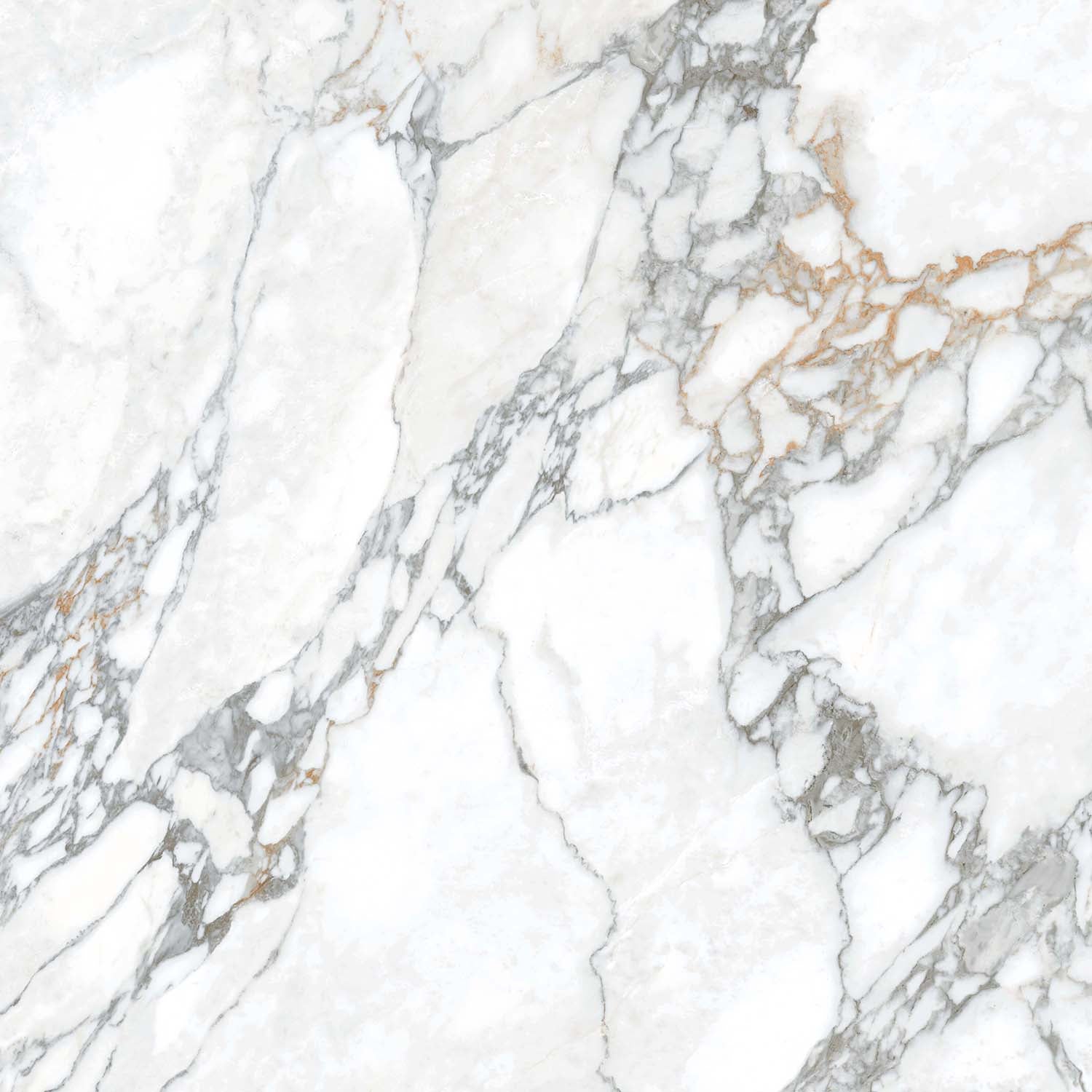 Arabesque White Polished Marble-Effect Porcelain Tile