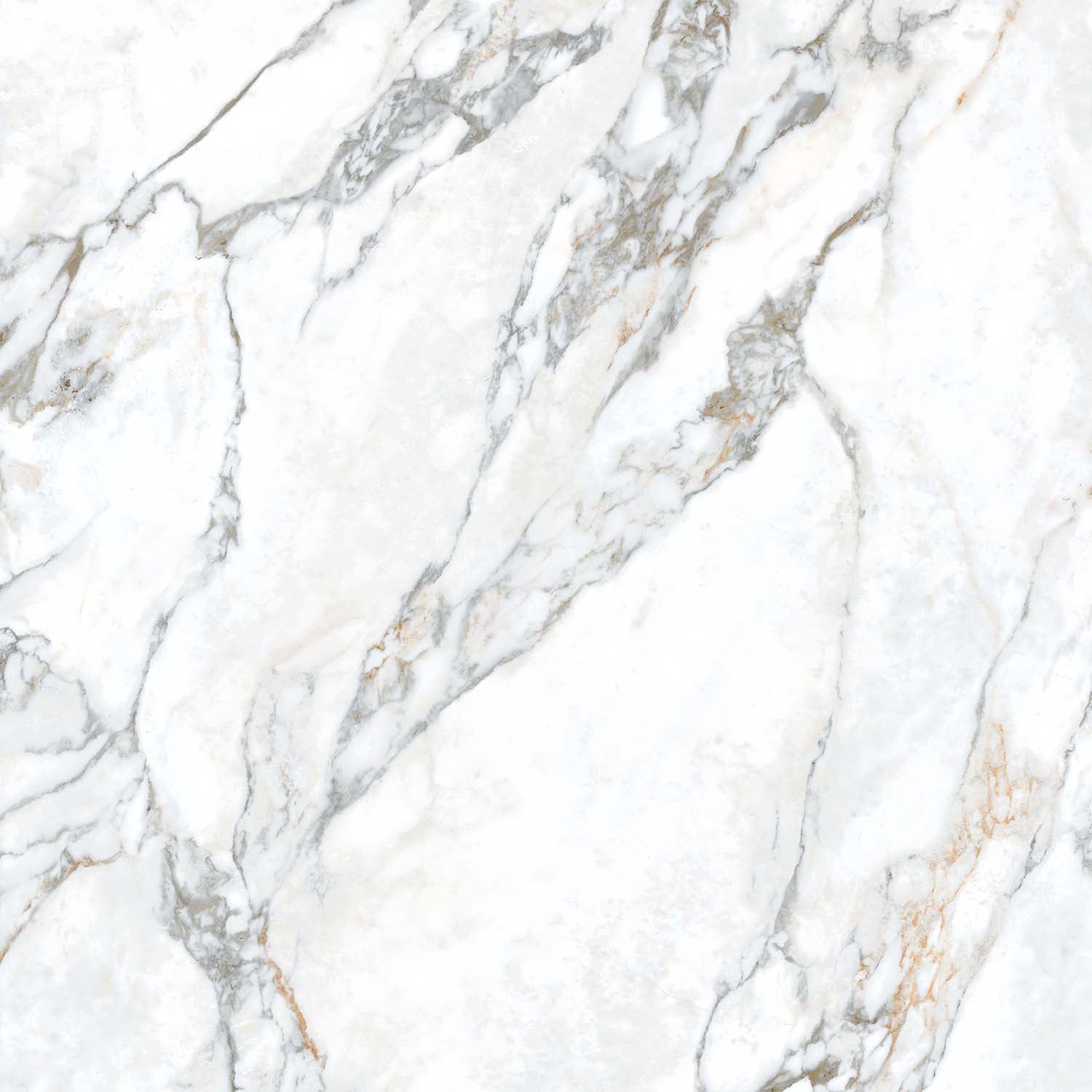 Arabesque White Polished Marble-Effect Porcelain Tile