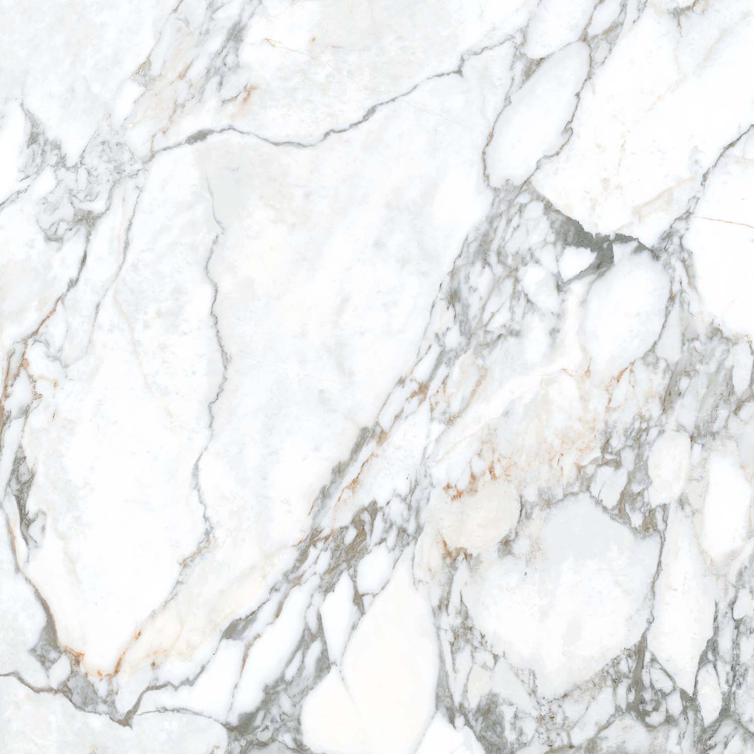 Arabesque White Polished Marble-Effect Porcelain Tile