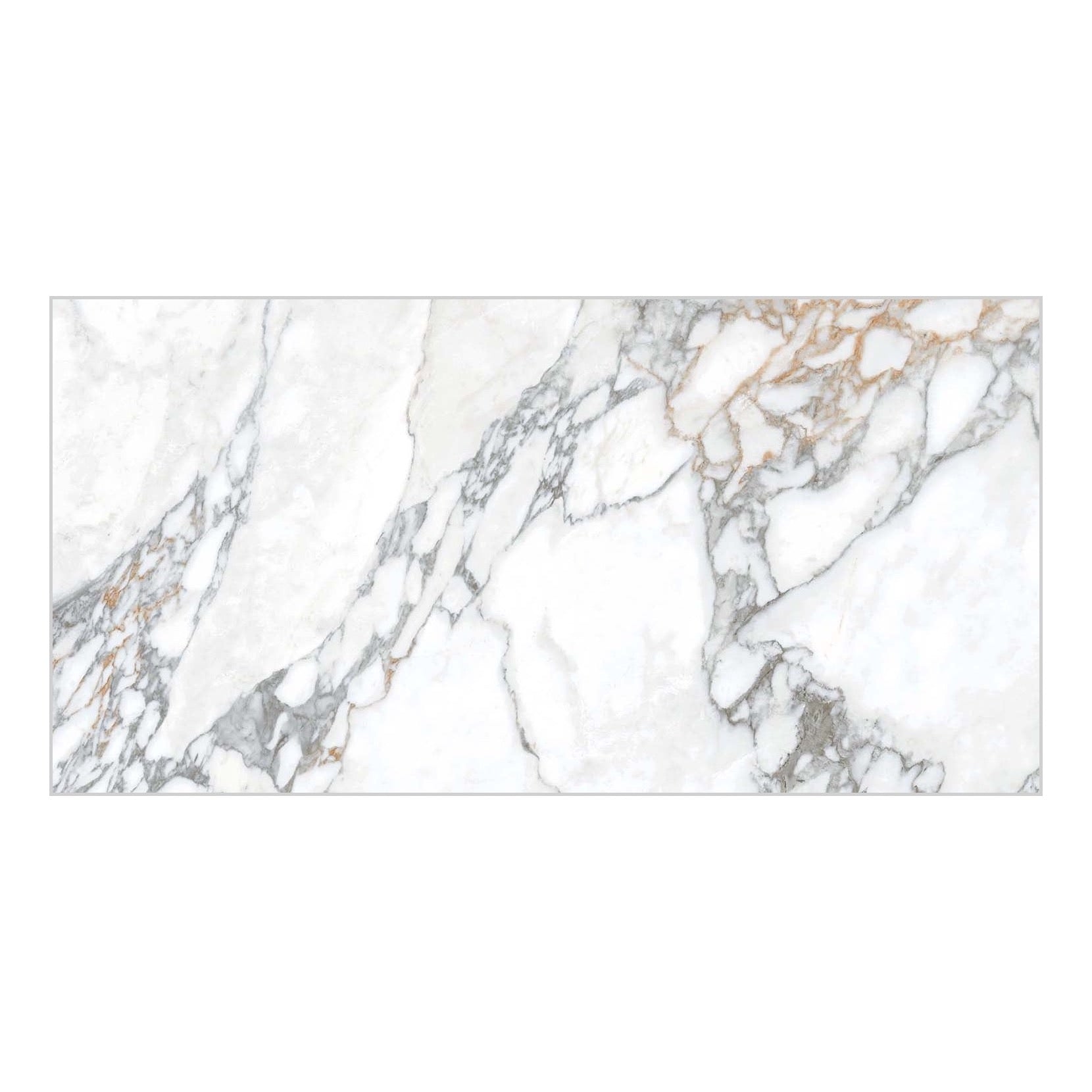 Arabesque White Polished Marble-Effect Porcelain Tile — tile face