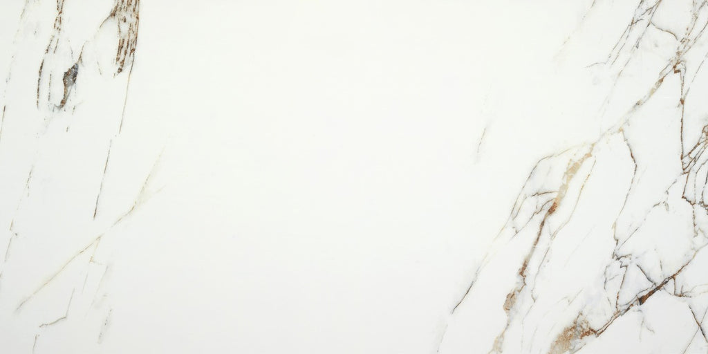 Close-up of the Ayora White Polished tile surface showing detailed marble-like veining across a white background.