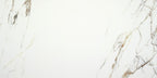 Close-up of the Ayora White Polished tile surface showing detailed marble-like veining across a white background.