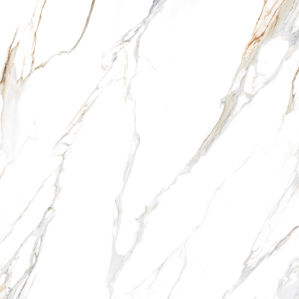 Borealis Gold Super-Polished Marble-Effect Porcelain Tile