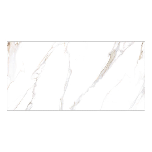 Borealis Gold Super-Polished Marble-Effect Porcelain Tile — tile face