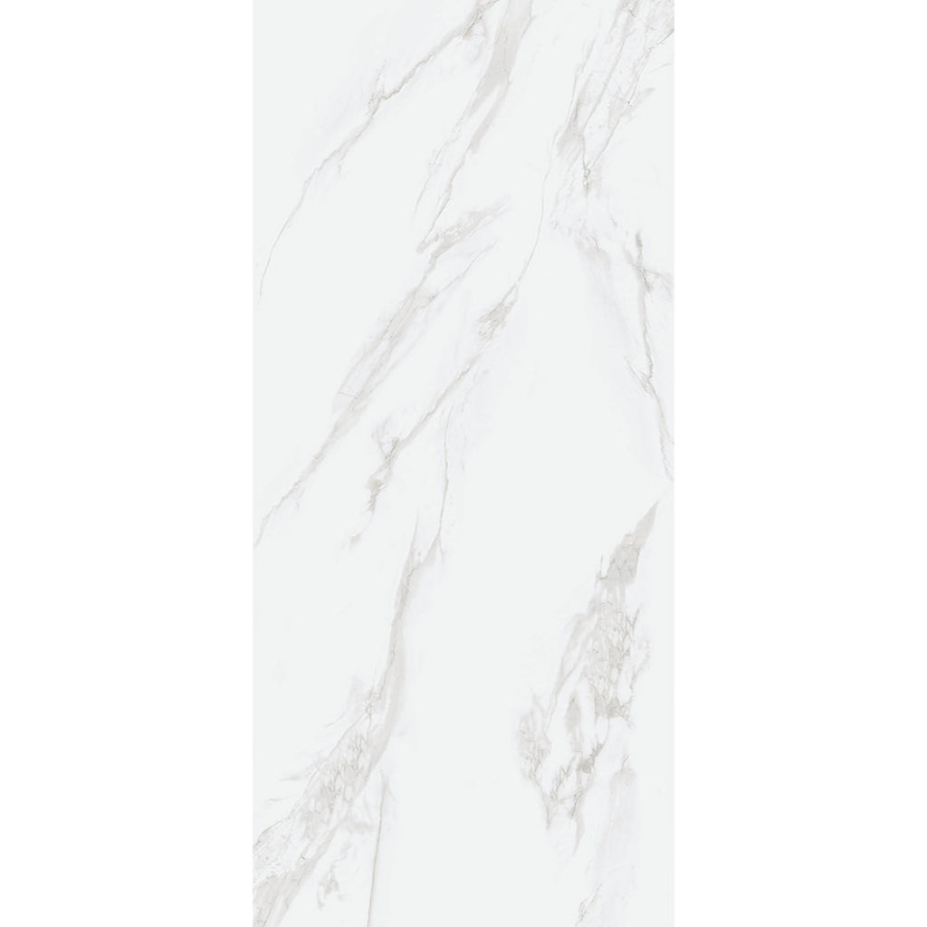 Carrara Grey Polished Marble-Effect Porcelain Tile — tile detail