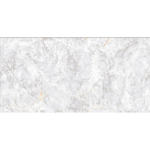 Close-up of individual tile pattern in the Celeste Grey range with high-gloss finish and elegant marble texture.