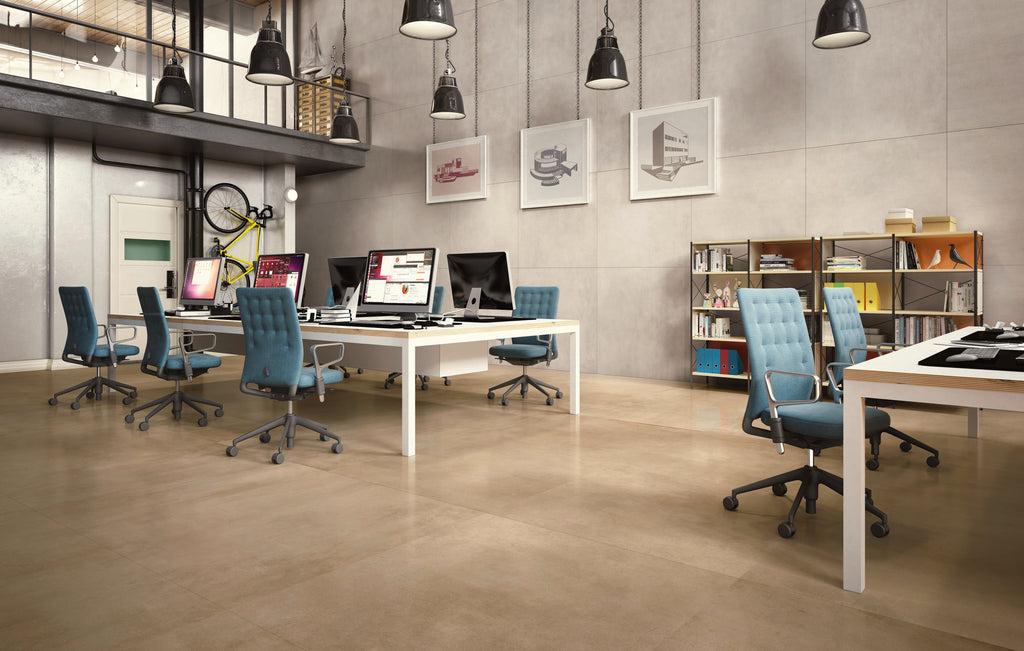 Cemento Sand Concrete-Effect Porcelain Tile — room setting (Lifestyle)