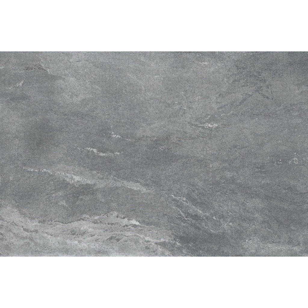 Mid grey porcelain paving tile face showing cloud-like tonal movement 900x600mm
