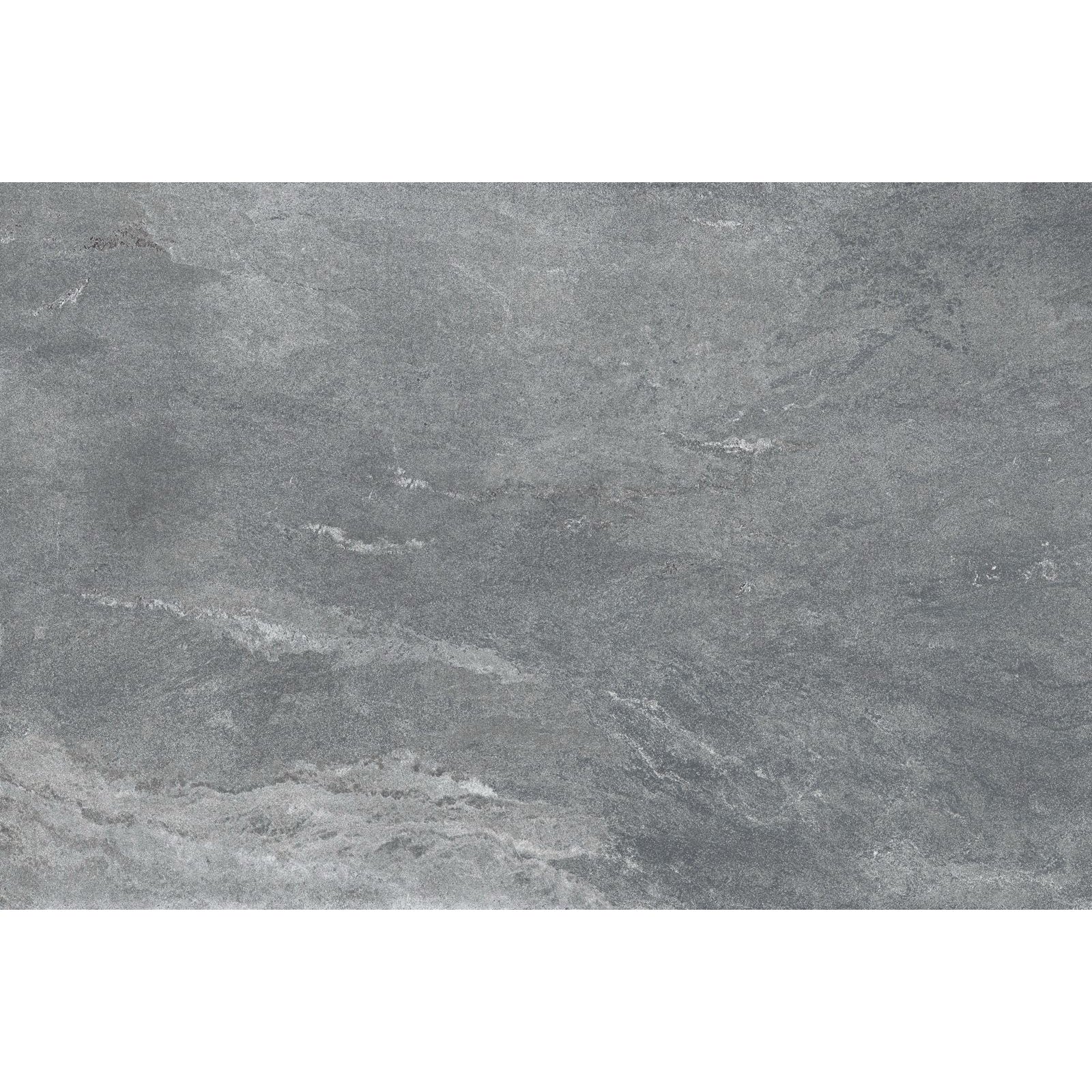 Mid grey porcelain paving tile face showing cloud-like tonal movement 900x600mm
