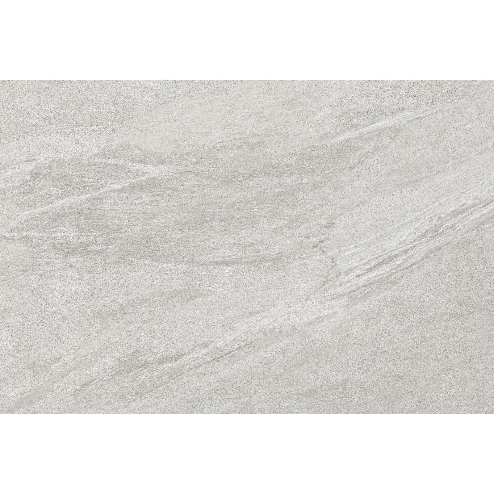 Light grey speckled stone effect porcelain paving tile face 900x600mm